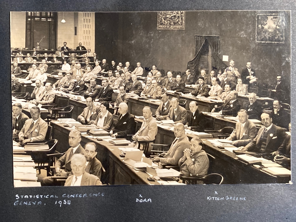 Budgetary Control Conference, Geneva, July 1930, showing delegates including Dora Greene and Everard Greene
